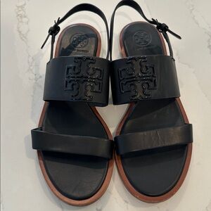 Tory Burch Melinda Sandal Powder Coated Black Size 7